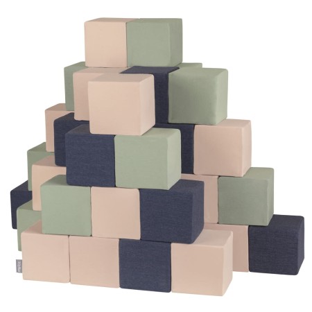 Klocki z pianki – sześciany 48 szt. granatowy / beżowy / szałwiowy