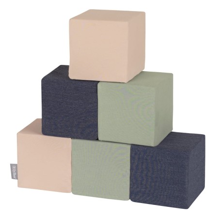 Klocki z pianki – sześciany 6 szt. granatowy / beżowy / szałwiowy