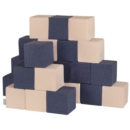 Klocki z pianki – sześciany 24 szt. granatowy / beżowy