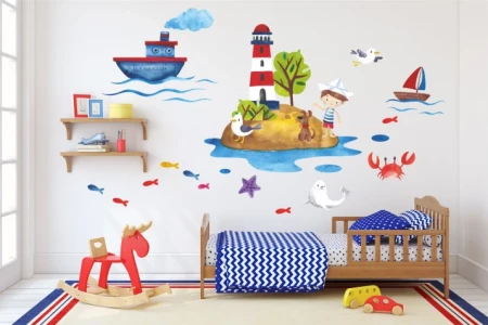 Naklejka na ścianę - wyprawa na latarnię