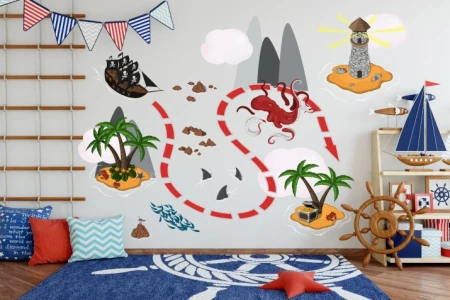 Naklejka na ścianę - mapa skarbu