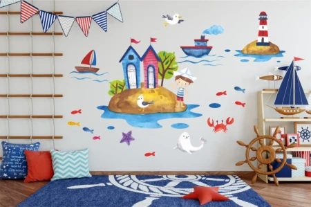 Naklejka na ścianę - mały odkrywca morza