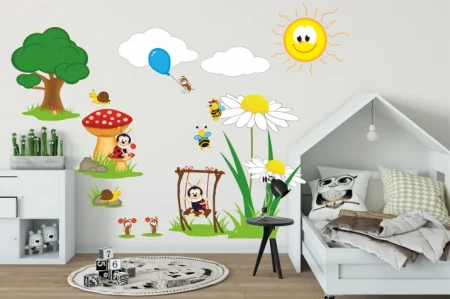 Naklejka na ścianę - letni dzień na łące