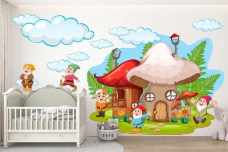 Naklejka na ścianę - radosne krasnale