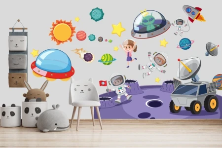 Naklejka na ścianę - mali odkrywce kosmosu