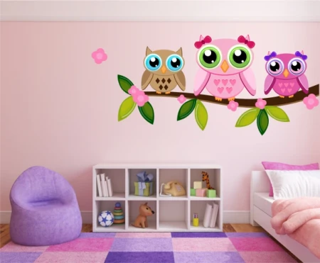 Naklejka na ścianę - mądre sówki