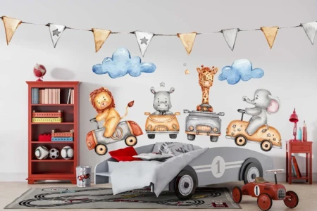 Naklejka na ścianę - zwierzęcy rajd