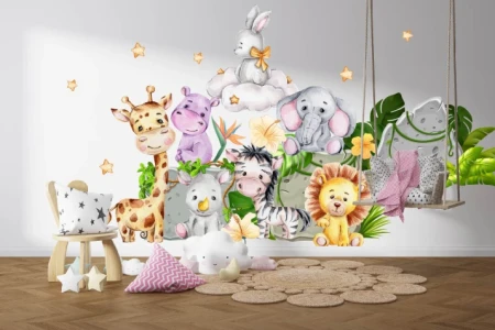 Naklejka na ścianę - przyjaciele z safari