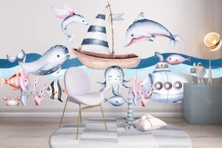 Naklejka na ścianę - morska zabawa