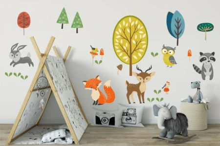 Naklejka na ścianę - leśne zwierzęta