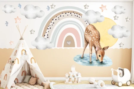 Naklejka na ścianę - magiczne źródło z tęczą