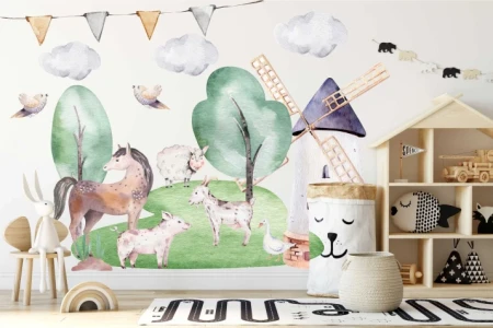 Naklejka na ścianę - pastelowa farma