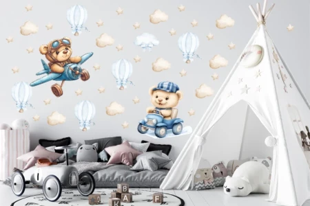 Naklejka na ścianę - misie podróżnicy