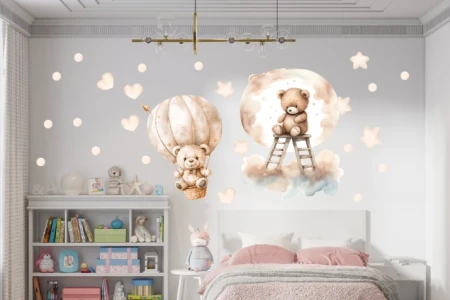 Naklejka na ścianę - misie w krainie snów