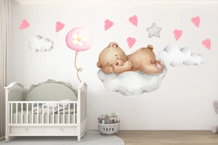 Naklejka na ścianę - śpiący miś