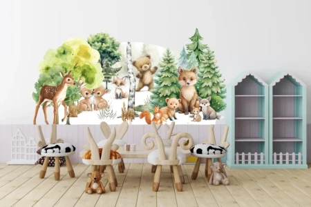 Naklejka na ścianę - urocze leśne zwierzątka