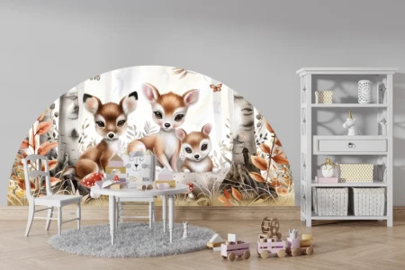 Naklejka na ścianę - jelonki i las