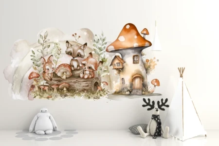 Naklejka na ścianę - magiczny domek w lesie