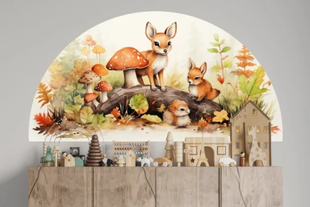 Naklejka na ścianę - przygody w grzybowej krainie