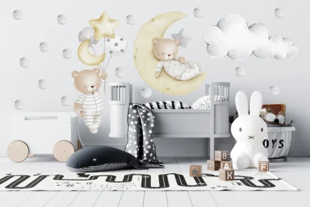 Naklejka na ścianę - śpiące pluszowe misie