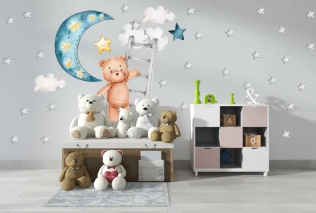 Naklejka na ścianę - misiowa noc