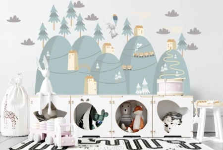 Naklejka na ścianę - bajkowy górski krajobraz