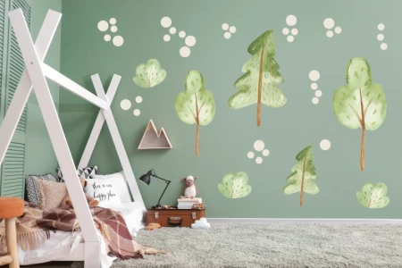 Naklejka na ścianę - las w akwareli