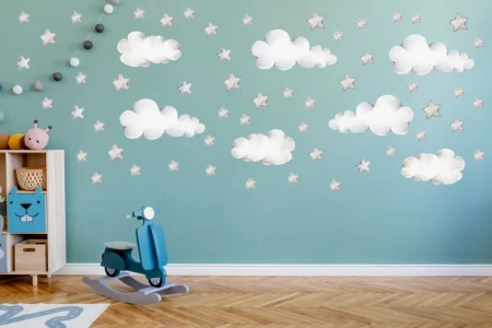 Naklejka na ścianę - szare chmurki