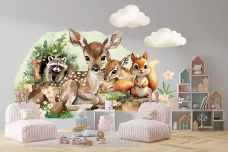 Naklejka na ścianę - mali mieszkańcy lasu