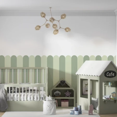 Dekoracyjna naklejka ochronna na ścianę (lamperia) – zielone pasy