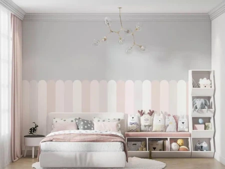 Dekoracyjna naklejka ochronna na ścianę (lamperia) – różowe paski