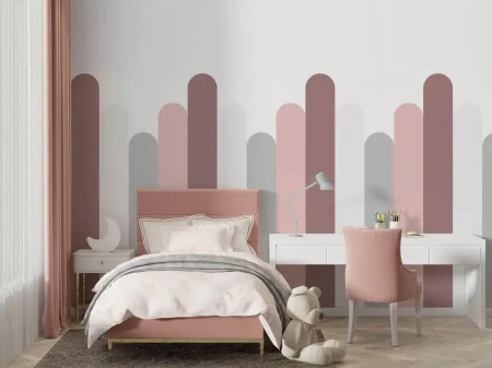 Dekoracyjna naklejka ochronna na ścianę (lamperia) – pudrowo-różowe pasy