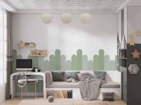 Dekoracyjna naklejka ochronna na ścianę (lamperia) – szałwiowe pasy