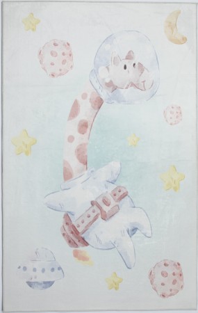 Dywan do Przedszkola KINDER ŻYRAFA W KOSMOSIE Pastelowy