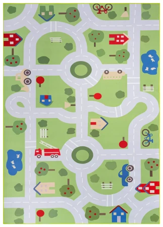 Dywan do Przedszkola KINDER DROGOWE MIASTECZKO Zielony