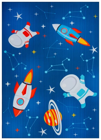 Dywan do Przedszkola KINDER KOSMICZNA PRZYGODA Granatowy