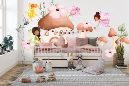 Naklejka na ścianę - magiczny domek wróżek