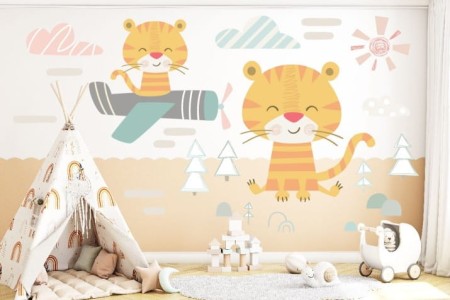 Naklejka na ścianę - mały pilot tygrysek