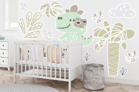 Naklejka na ścianę - dinozaur fotograf