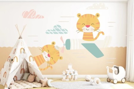 Naklejka na ścianę - bajkowy lot tygryska