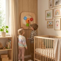 Drewniana tablica manipulacyjna sensoryczna - koła zębate