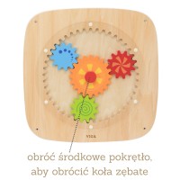 Drewniana tablica manipulacyjna sensoryczna - koła zębate