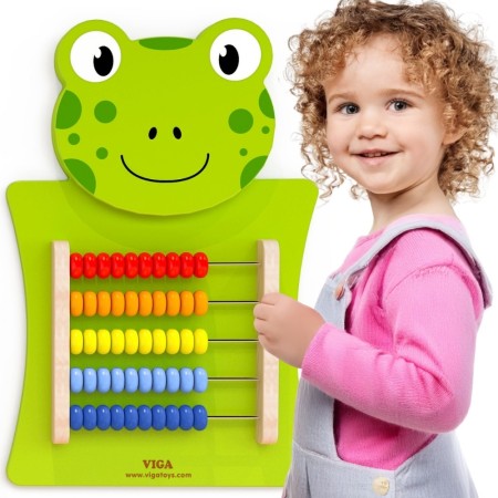Drewniana tablica manipulacyjna sensoryczna - liczydło żabka
