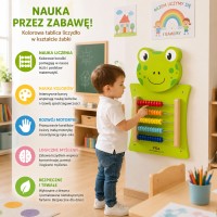 Drewniana tablica manipulacyjna sensoryczna - liczydło żabka