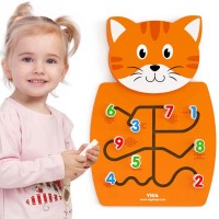 Drewniana tablica manipulacyjna sensoryczna - kotek