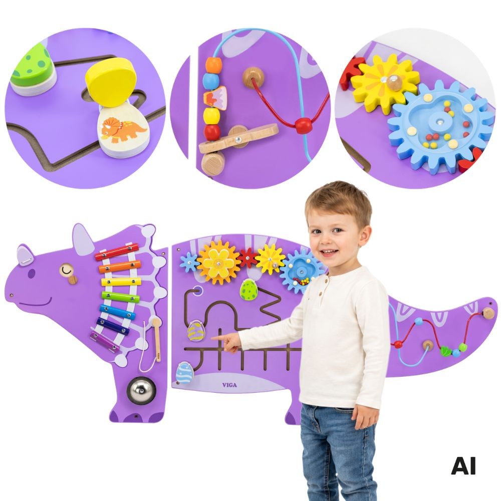 Tablica  manipulacyjna sensoryczna - dinazur triceratops