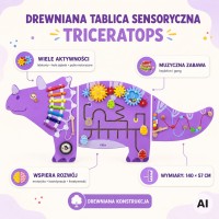 Tablica  manipulacyjna sensoryczna - dinazur triceratops