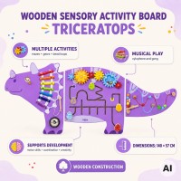 Tablica  manipulacyjna sensoryczna - dinazur triceratops