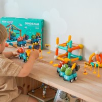 Grube magnetyczne klocki konstrukcyjne dinozaury – zestaw edukacyjny 84 elementy