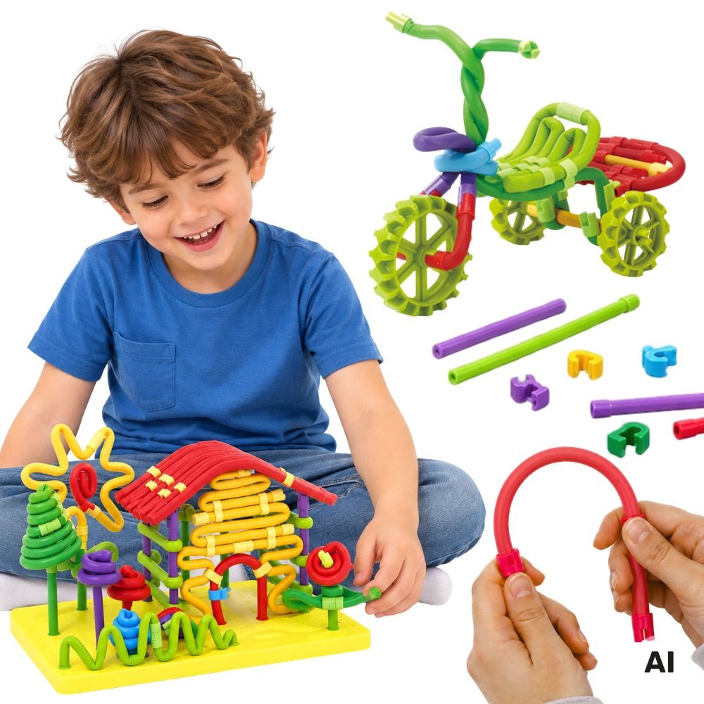 Klocki konstrukcyjne TWIST ART 3D – zestaw edukacyjny 150 elementów